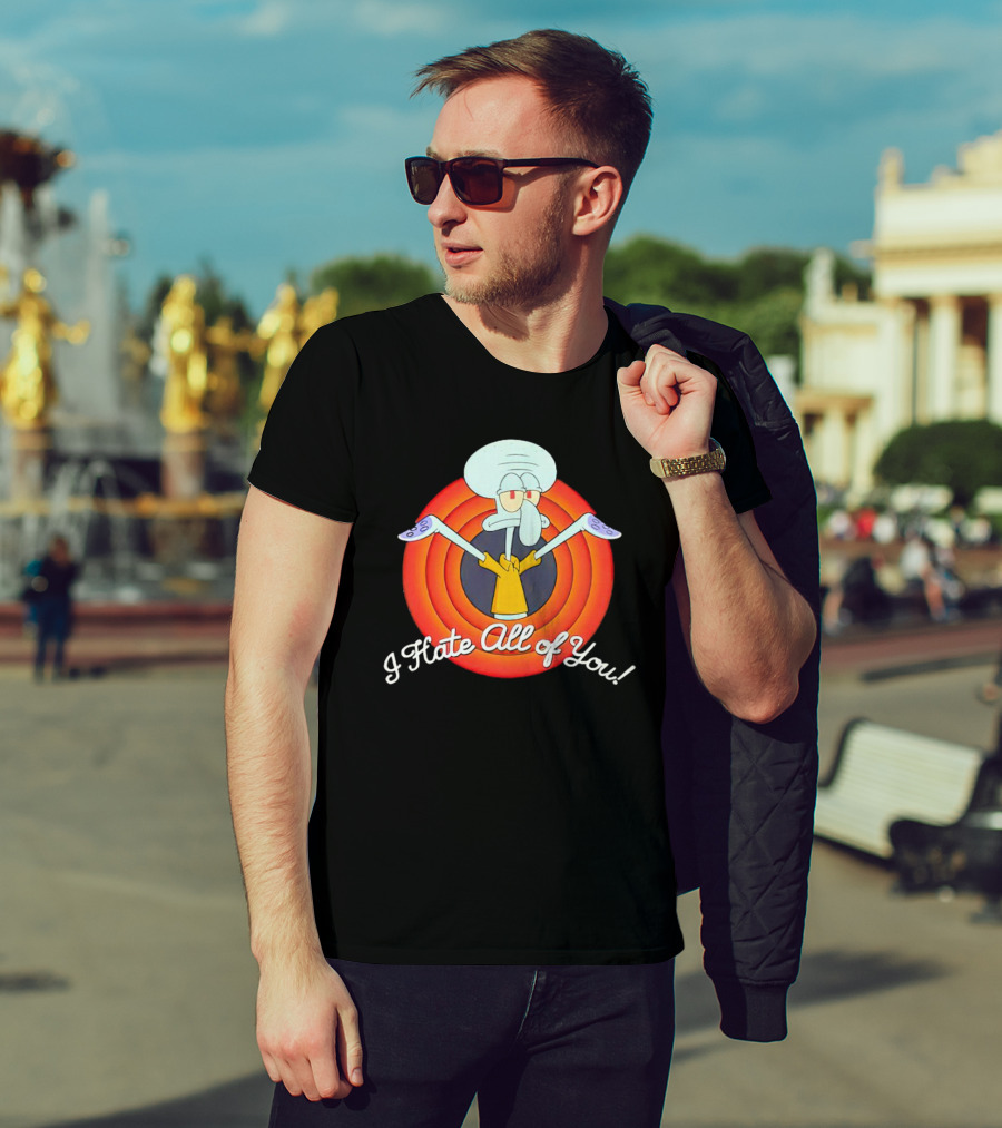 Squidward Tentacles I Hate All Of You Retro Cartoon T-Shirt