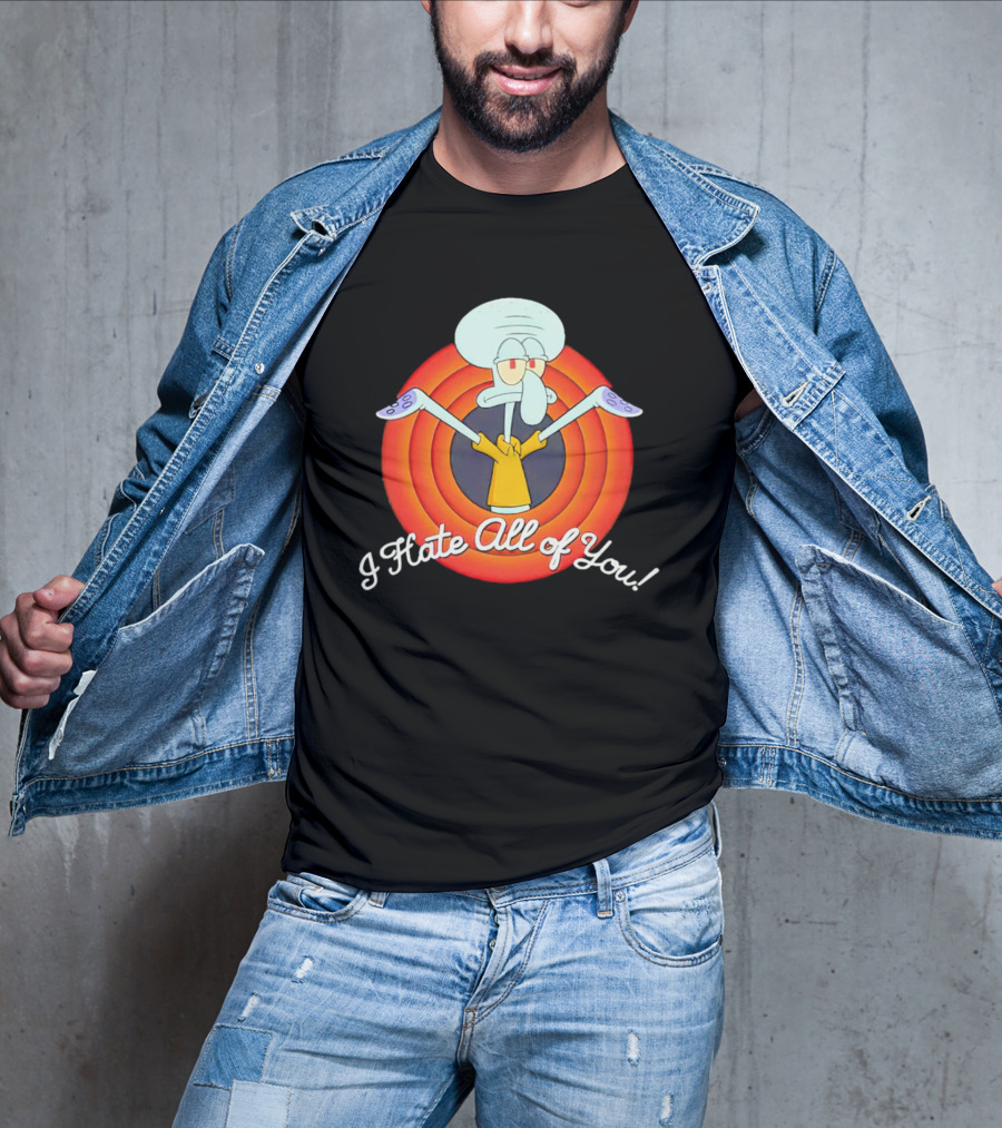 Squidward Tentacles I Hate All Of You Retro Cartoon T-Shirt