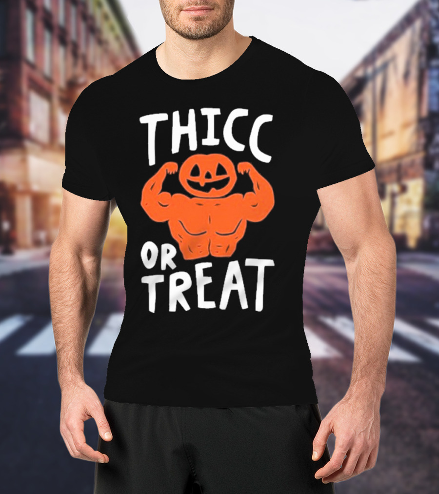 Bri Missbrisolo Thicc Or Treat Halloween Pumpkin Jack-O'-Lantern Bodybuilder T-Shirt