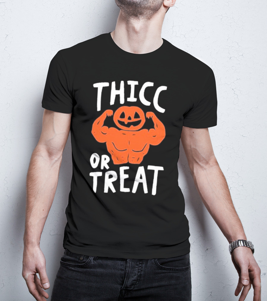 Bri Missbrisolo Thicc Or Treat Halloween Pumpkin Jack-O'-Lantern Bodybuilder T-Shirt