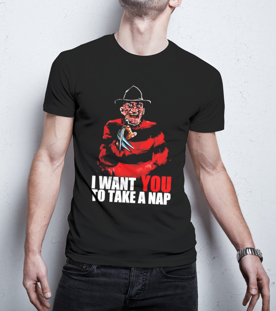 Freddy Krueger I Want You To Take A Nap Iconic Horror Character Visual With Claws T-Shirt