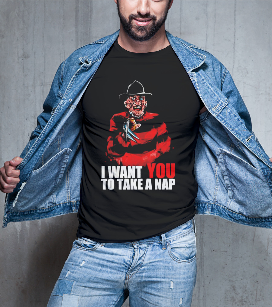 Freddy Krueger I Want You To Take A Nap Iconic Horror Character Visual With Claws T-Shirt