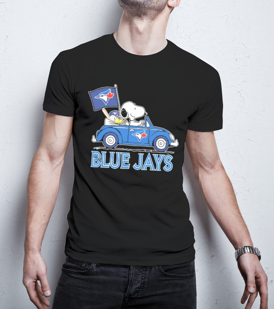 Snoopy Woodstock Toronto Blue Jays Car Blue Jays Flag T-Shirt