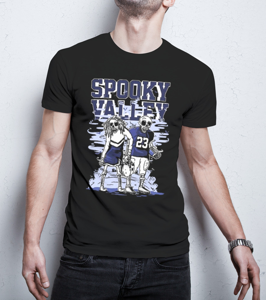 Spooky Valley Penn State Nittany Lions Halloween Skeleton Football Player And Cheerleader T-Shirt