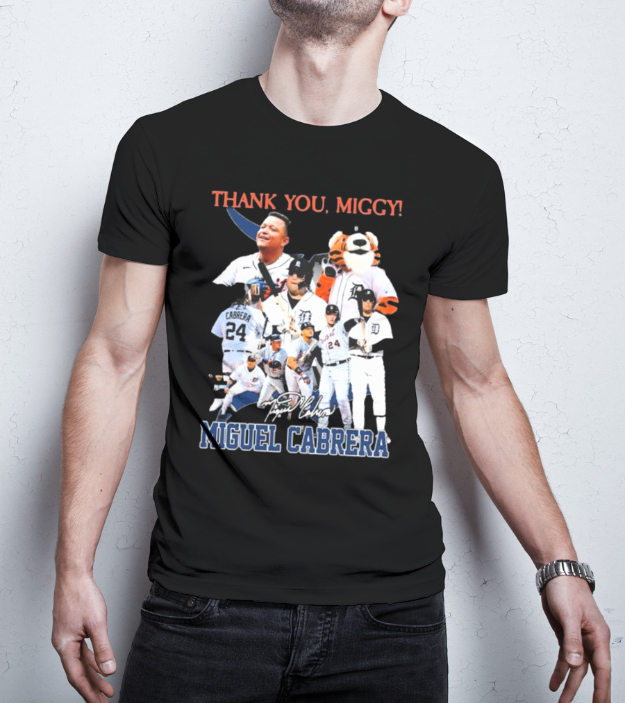 Thank You Miggy Miguel Cabrera Detroit Tigers Legend Signature T-Shirt