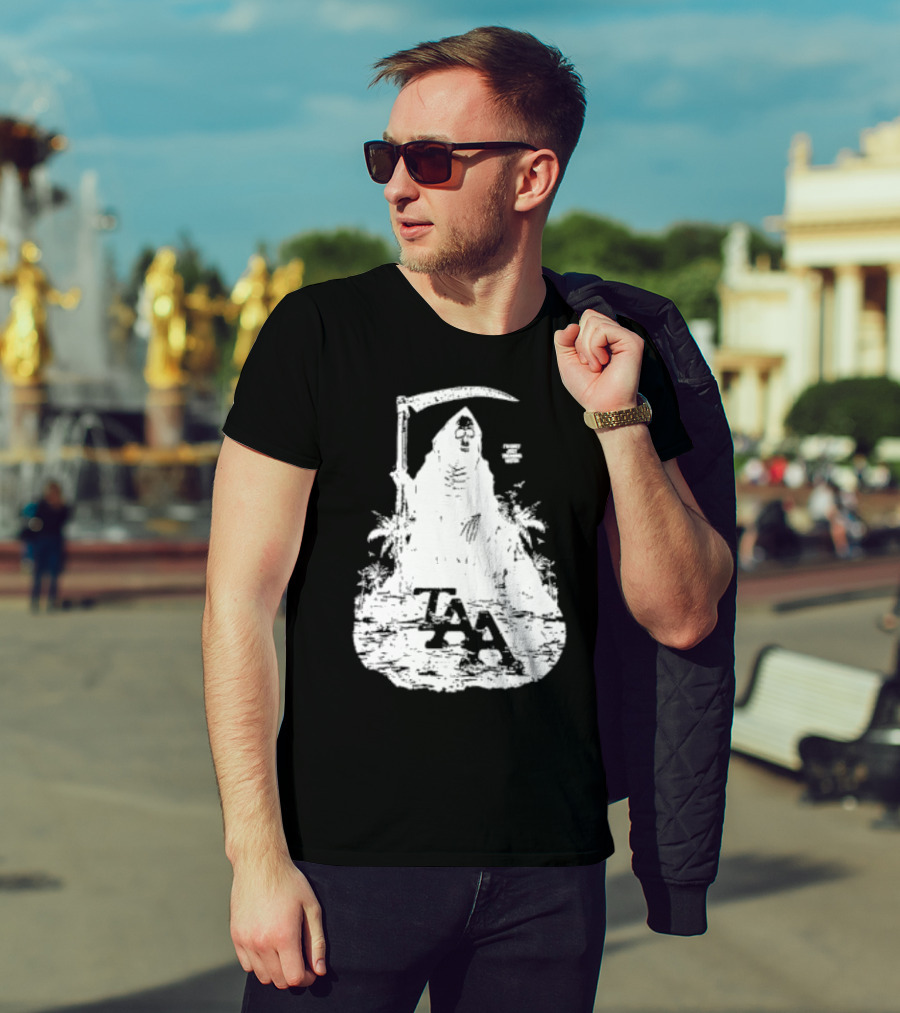 Treading Water TAA Grim Reaper With Scythe And Palm Trees T-Shirt