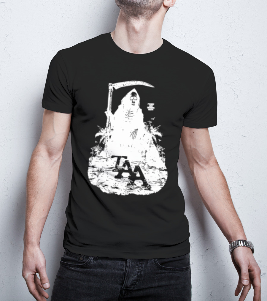 Treading Water TAA Grim Reaper With Scythe And Palm Trees T-Shirt