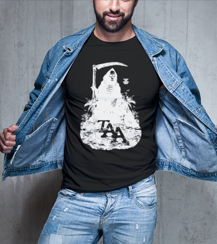 Treading Water TAA Grim Reaper With Scythe And Palm Trees T-Shirt