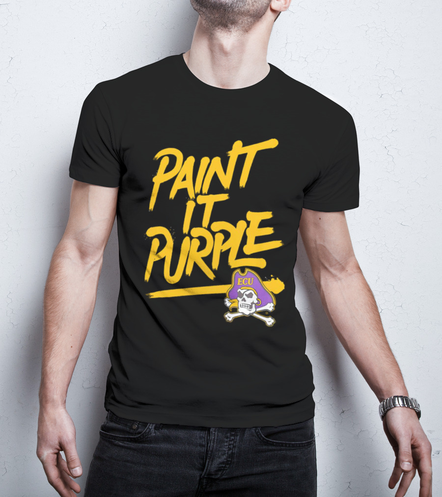 Paint It Purple Carolina ECU Pirates Skull T-Shirt