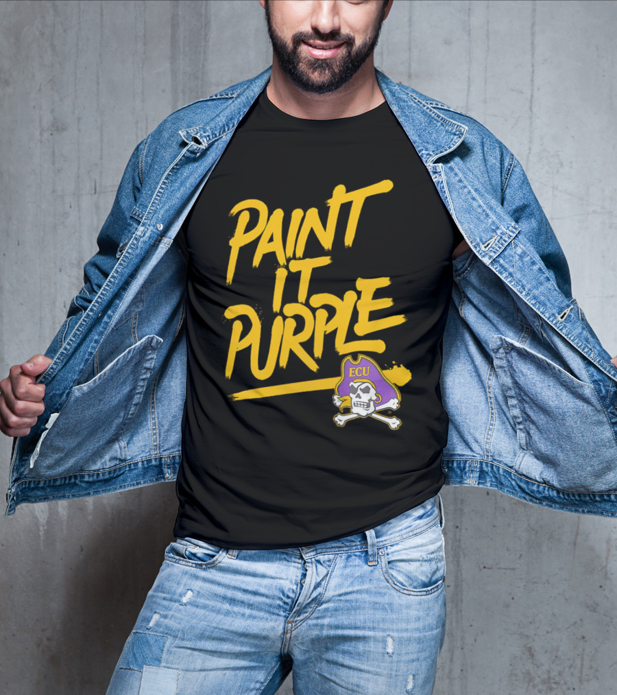 Paint It Purple Carolina ECU Pirates Skull T-Shirt