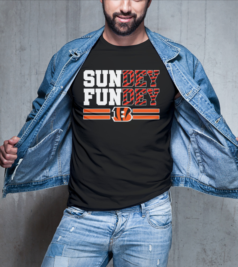 Cincinnati Bengals Sundey Funday B Logo Orange Stripes T-Shirt