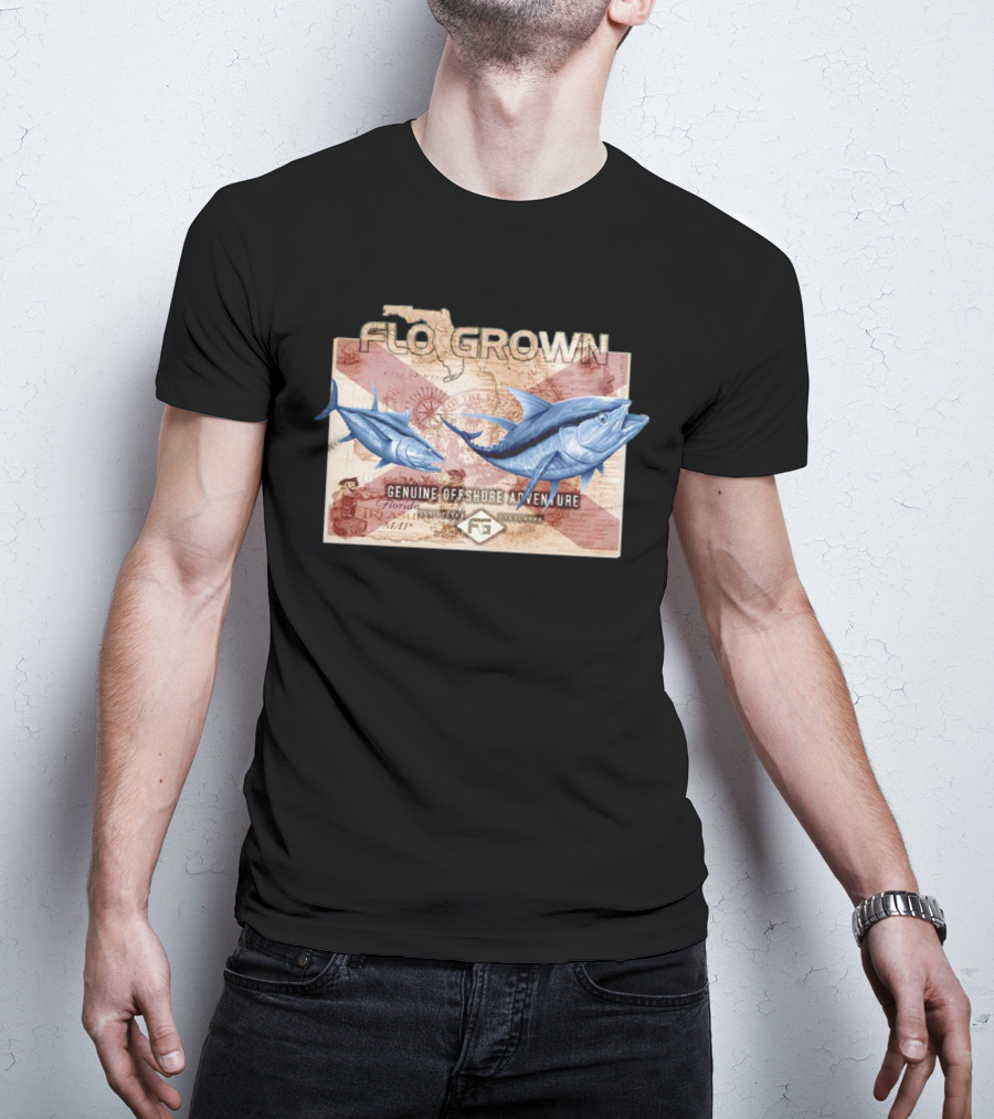 Flogrown Genuine Offshore Adventure Florida Treasure Map Blue Marlin T-Shirt