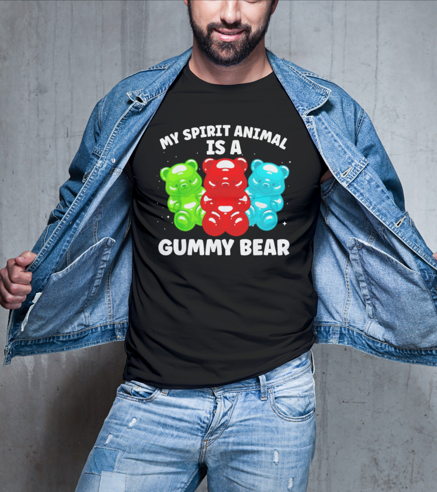 My Spirit Animal Is A Gummy Bear Trio Featuring Red Green And Blue Bears T-Shirt
