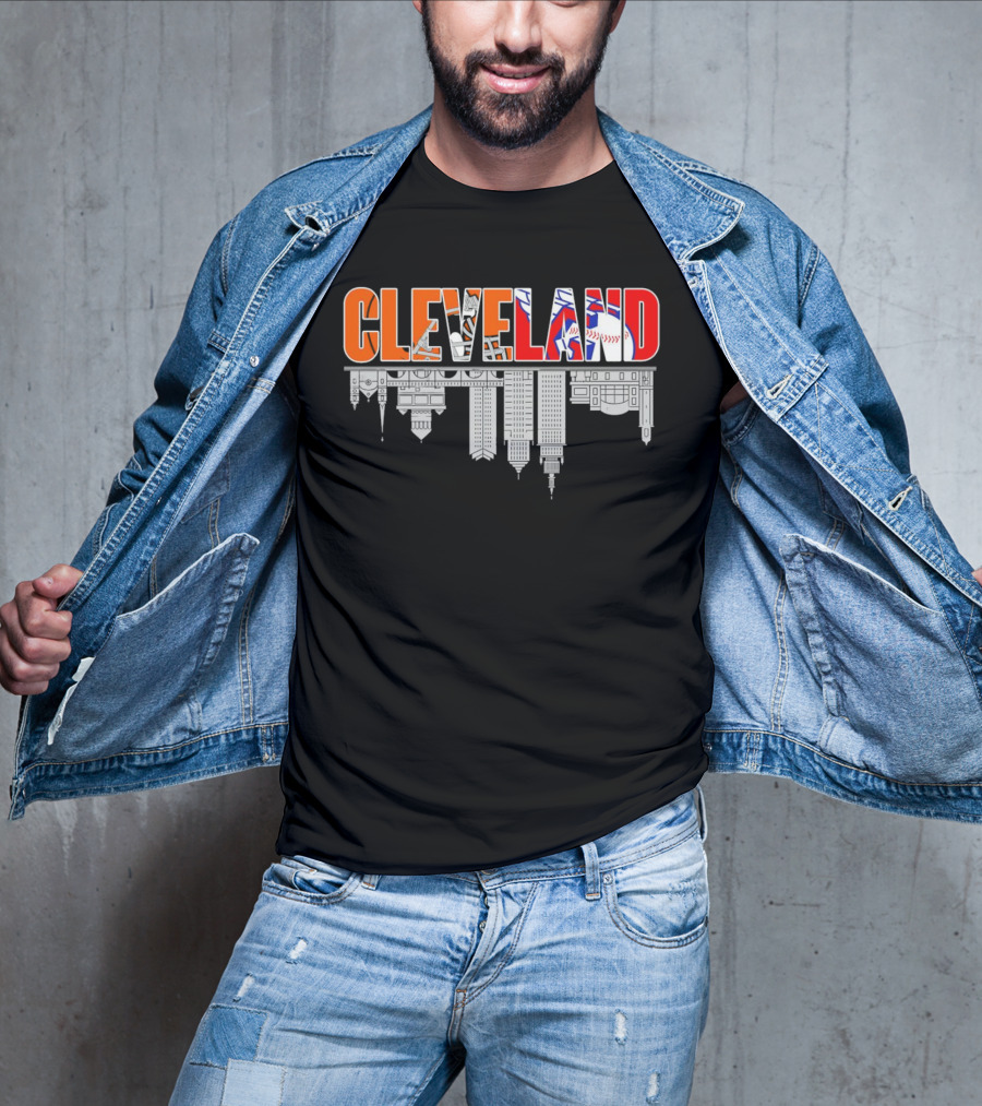 Cleveland City Sports Team Cleveland Browns Cleveland Guardians Skyline T-Shirt