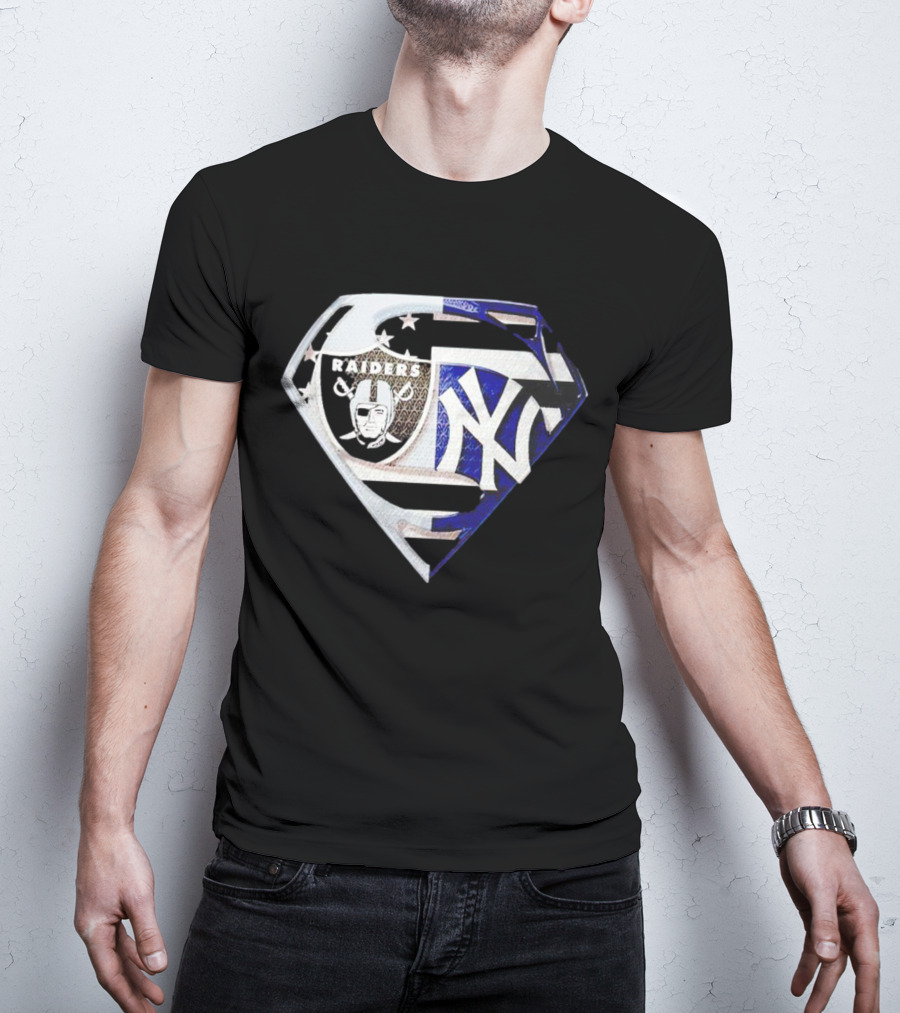 Las Vegas Raiders New York Yankees Superman Shield T-Shirt