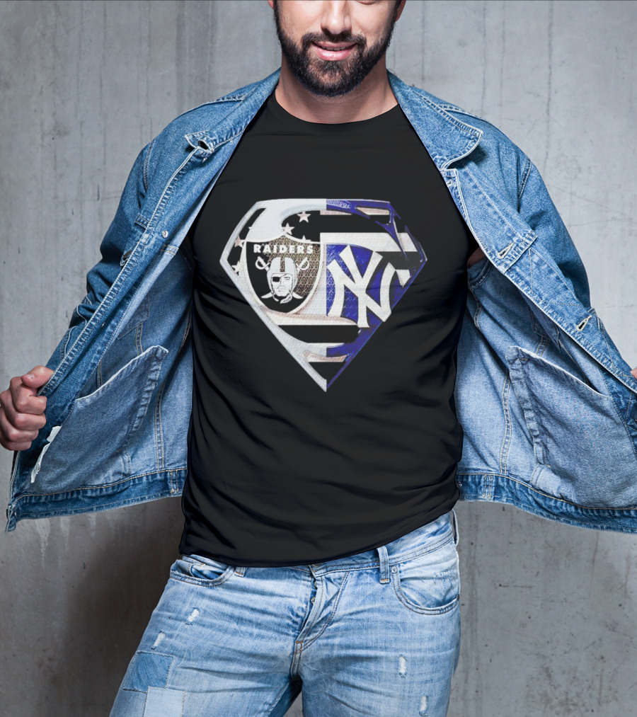 Las Vegas Raiders New York Yankees Superman Shield T-Shirt