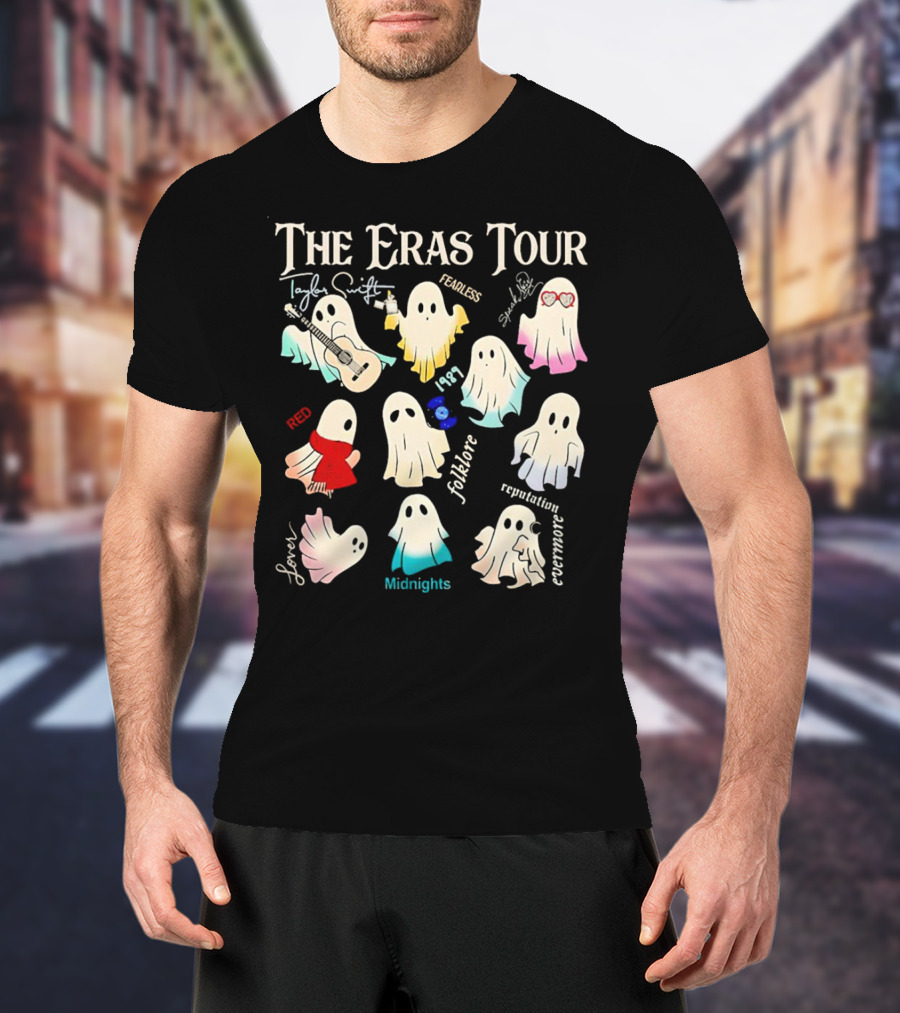 The Eras Tour Ghosts Taylor Swift Fearless Red 1989 Folklore Reputation Lover Evermore Midnights Halloween T-Shirt