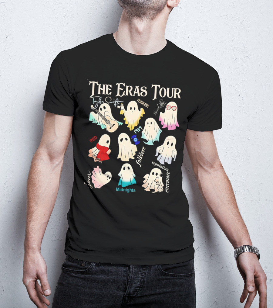 The Eras Tour Ghosts Taylor Swift Fearless Red 1989 Folklore Reputation Lover Evermore Midnights Halloween T-Shirt