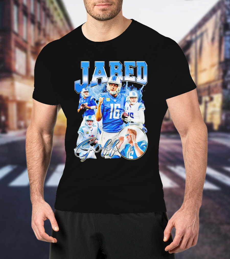 Jared Goff Detroit Lions Quarterback Football Action Montage T-Shirt