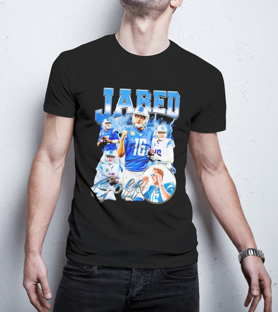 Jared Goff Detroit Lions Quarterback Football Action Montage T-Shirt