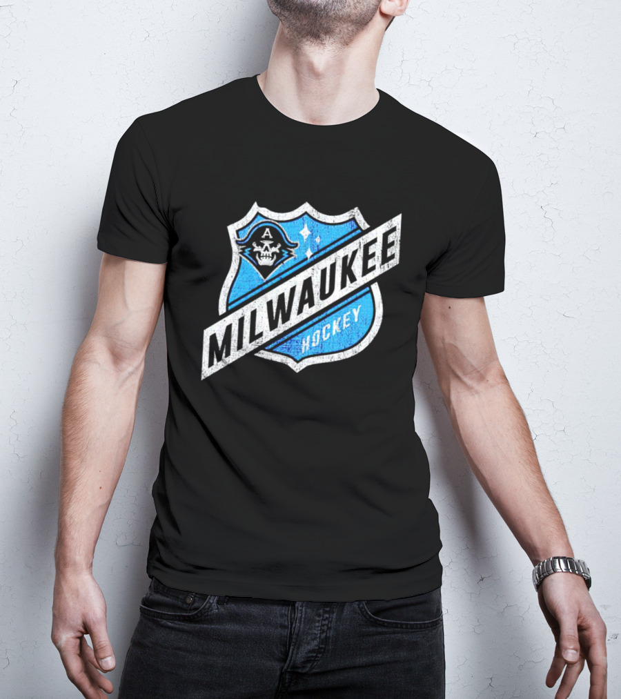 Milwaukee Hockey Admirals Badge Skull T-Shirt