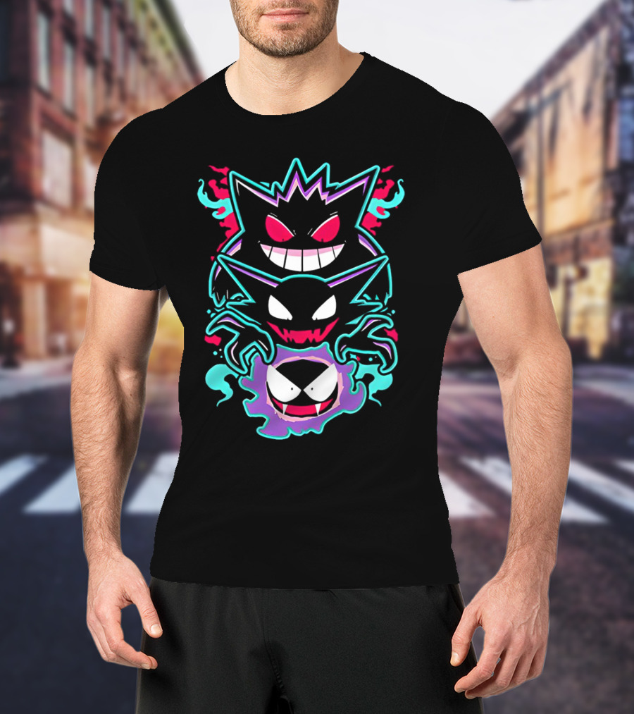 Pokemon Gengar Haunter Gastly Ghostly Trio T-Shirt