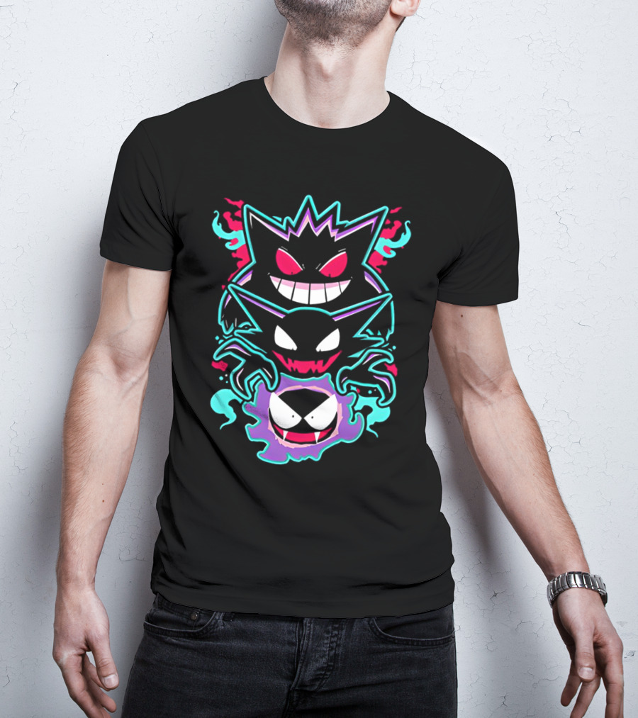 Pokemon Gengar Haunter Gastly Ghostly Trio T-Shirt