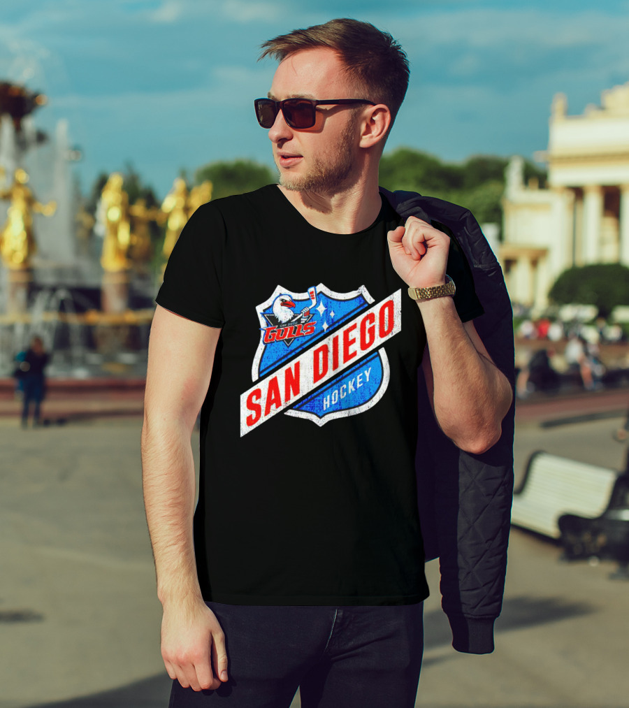 San Diego Gulls Hockey Team Shield Emblem T-Shirt