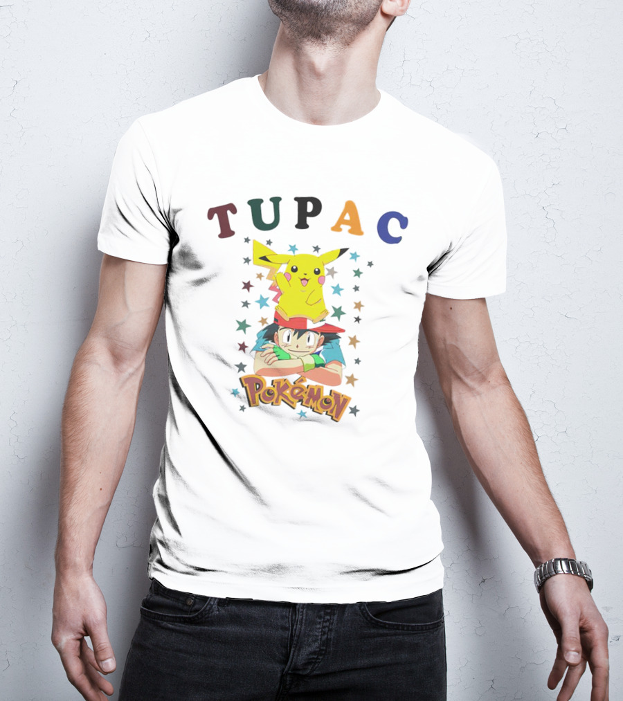 Tupac Pikachu Pokemon Mashup With Stars T-Shirt