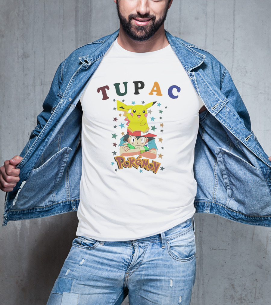 Tupac Pikachu Pokemon Mashup With Stars T-Shirt