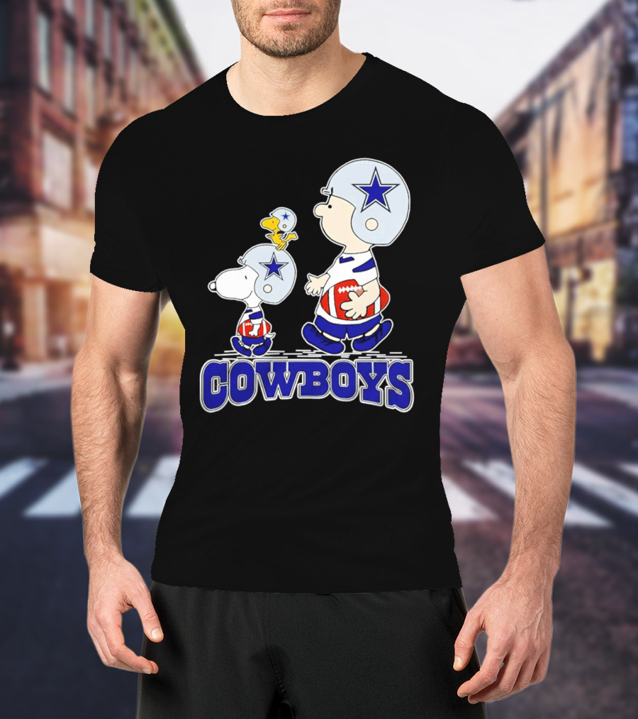 Cowboys Snoopy Charlie Brown Woodstock Football Helmets T-Shirt