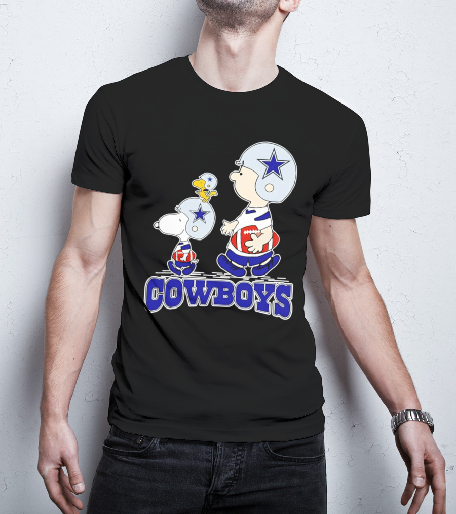 Cowboys Snoopy Charlie Brown Woodstock Football Helmets T-Shirt