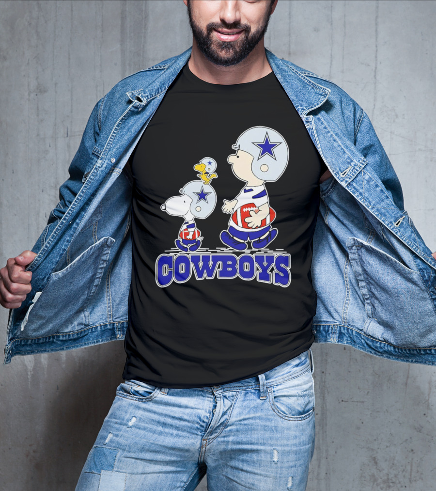 Cowboys Snoopy Charlie Brown Woodstock Football Helmets T-Shirt