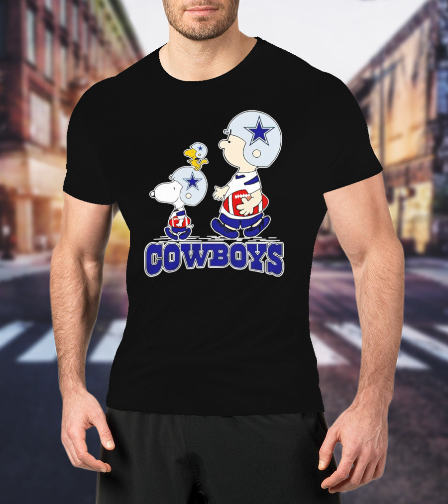 Dallas Cowboys Snoopy Charlie Brown Woodstock Football Helmets T-Shirt
