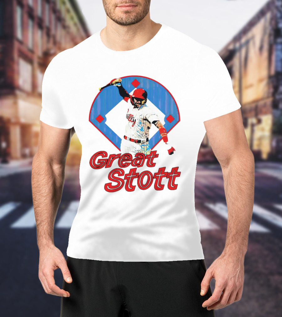 Great Stott Philadelphia Phillies Bat Spike T-Shirt