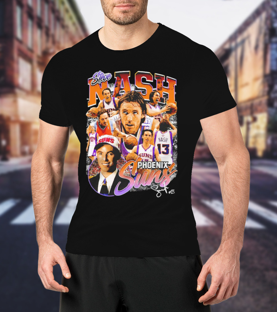 Steve Nash Phoenix Suns Basketball NBA Signature Collage T-Shirt
