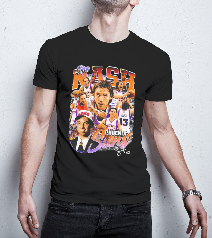 Steve Nash Phoenix Suns Basketball NBA Signature Collage T-Shirt