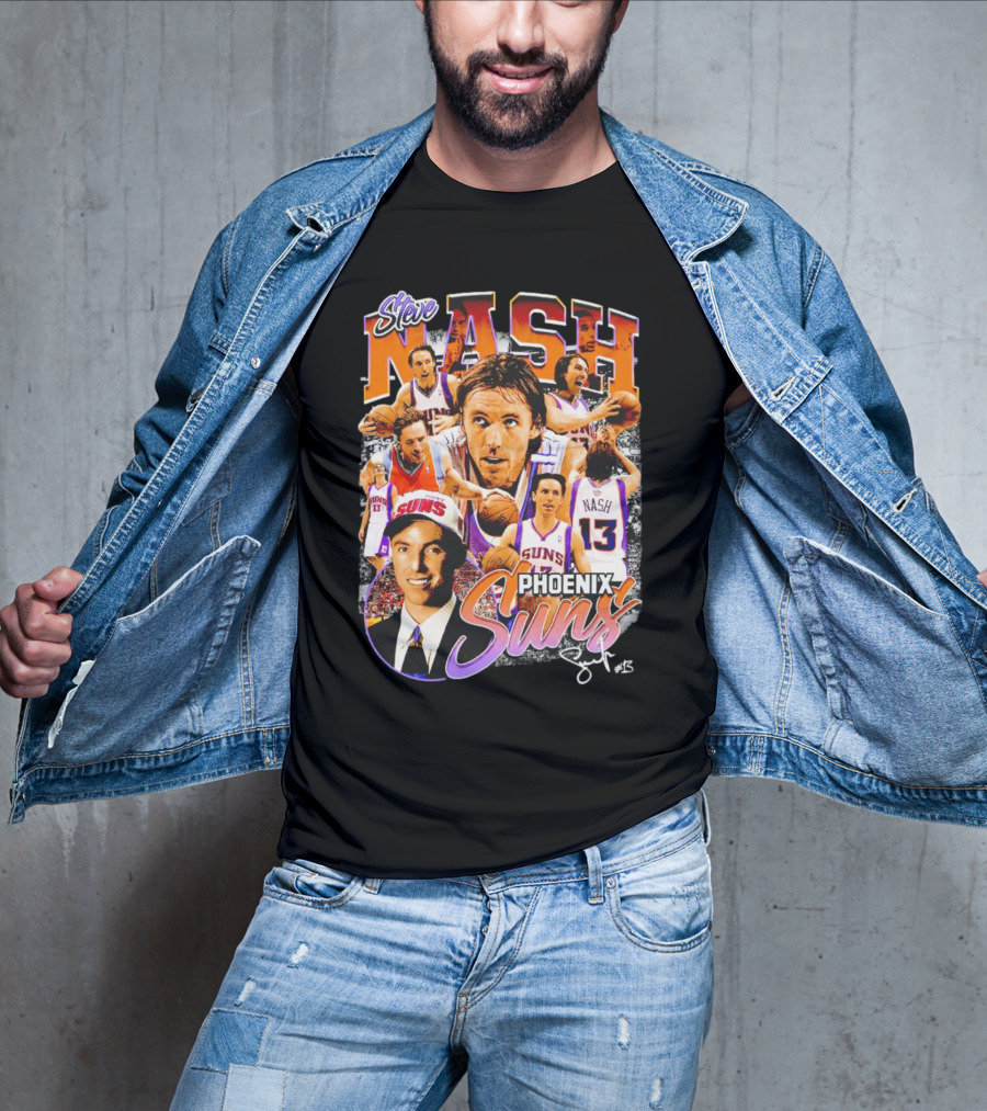 Steve Nash Phoenix Suns Basketball NBA Signature Collage T-Shirt