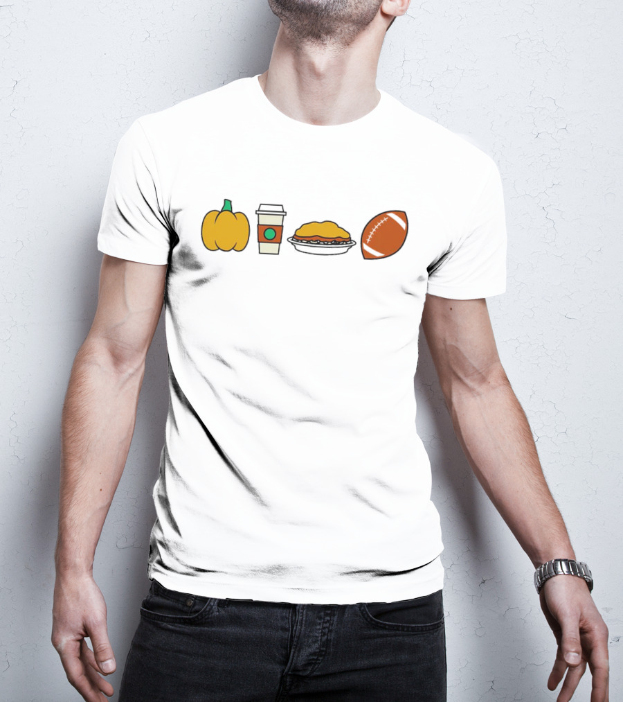 Cincinnati Fall Icons Pumpkin Coffee Pie Football T-Shirt