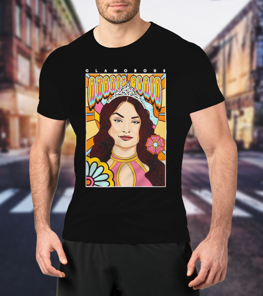 Glamorous Amaris Blair Psychedelic Floral Art With Tiara T-Shirt