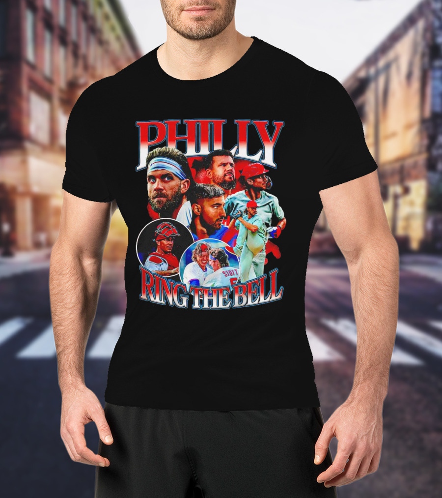 PHILLY RING THE BELL Baseball Players Collage T-Shirt