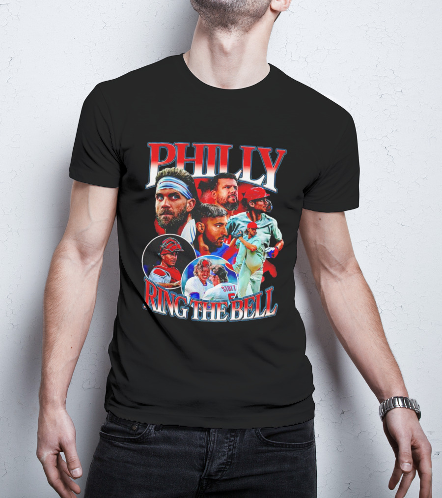 PHILLY RING THE BELL Baseball Players Collage T-Shirt