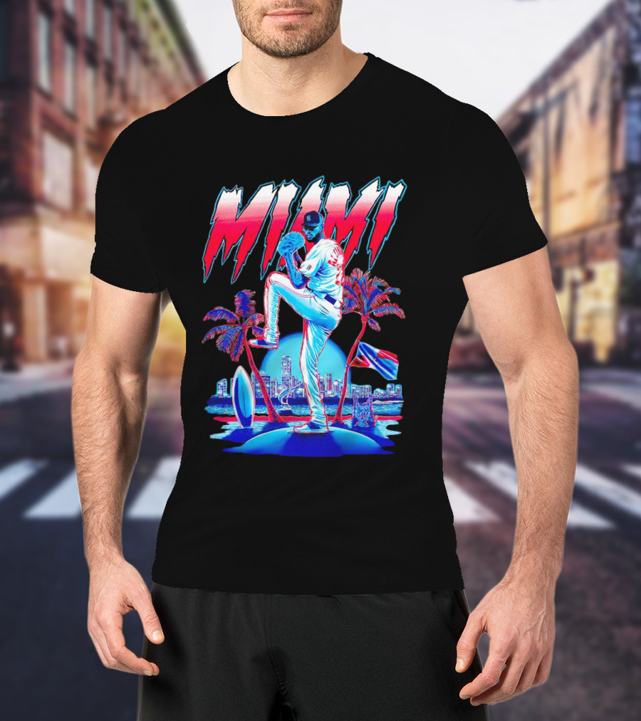 Miami Marlins Sandy Alcántara Cartoon Vintage T-Shirt