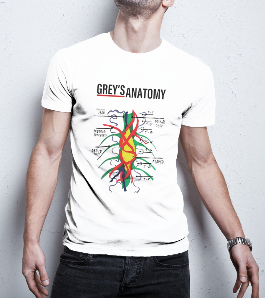 Grey’s Anatomy Drawing Vein Spinal Corp Feeding Arteries Nerve Root Tumor T-Shirt