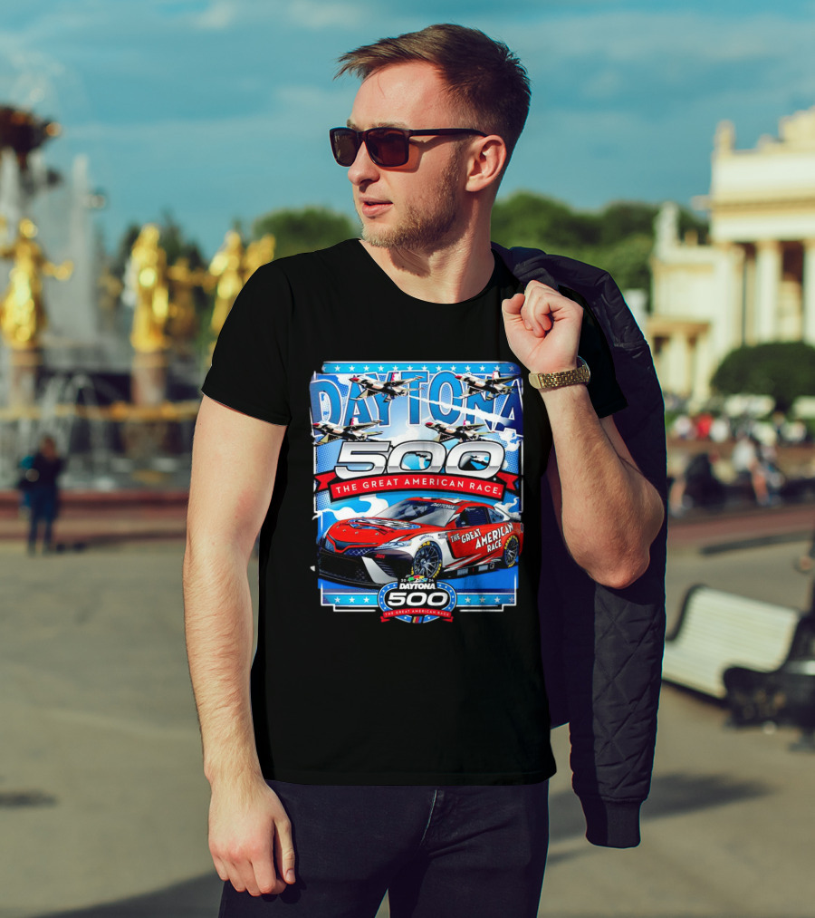 Daytona 500 The Great American Race NASCAR Car With Planes And Stars T-Shirt