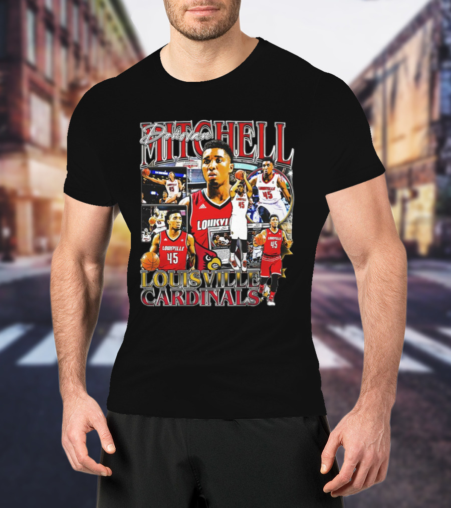 Donovan Mitchell Louisville Cardinals Basketball Highlights Collage T-Shirt