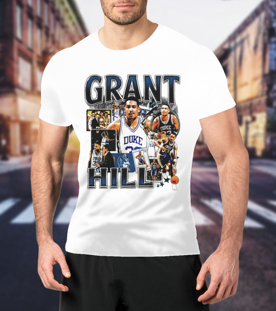 Grant Hill Duke Blue Devils Basketball Collage NBA Icon Player T-Shirt