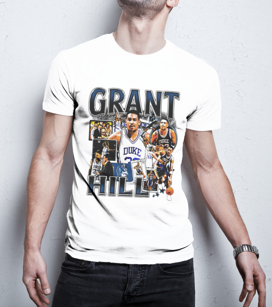Grant Hill Duke Blue Devils Basketball Collage NBA Icon Player T-Shirt