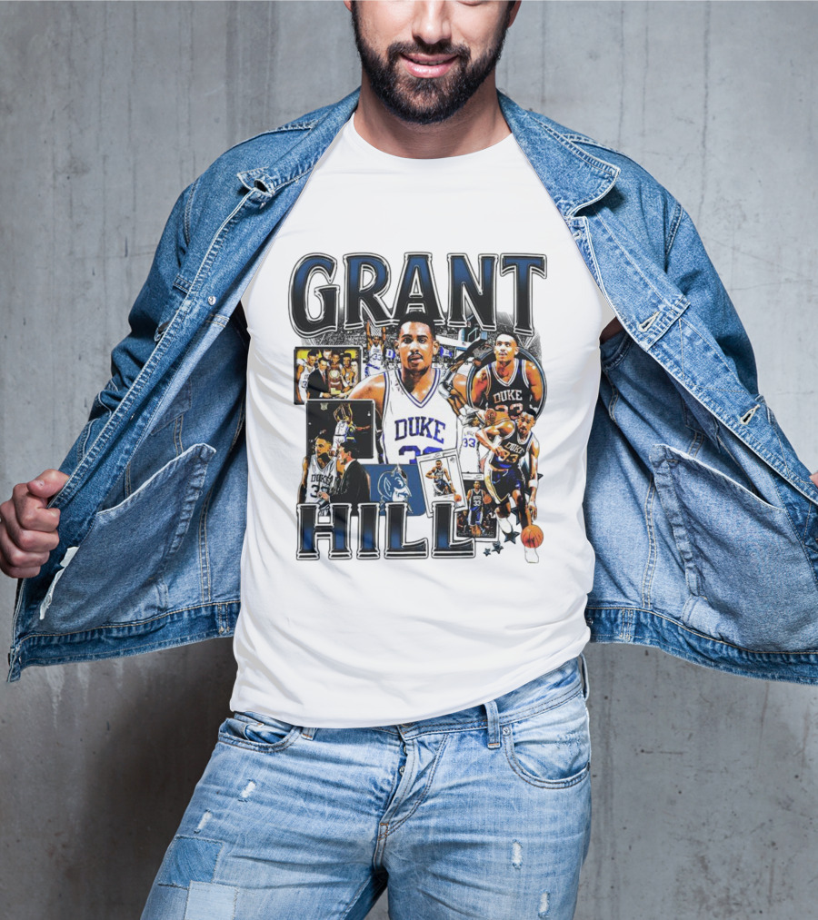 Grant Hill Duke Blue Devils Basketball Collage NBA Icon Player T-Shirt