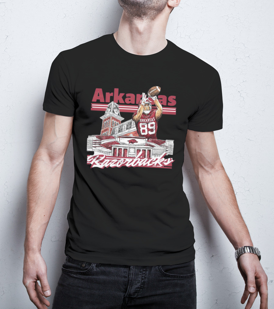 Arkansas Razorbacks Collegiate Landmarks Football Player 89 T-Shirt
